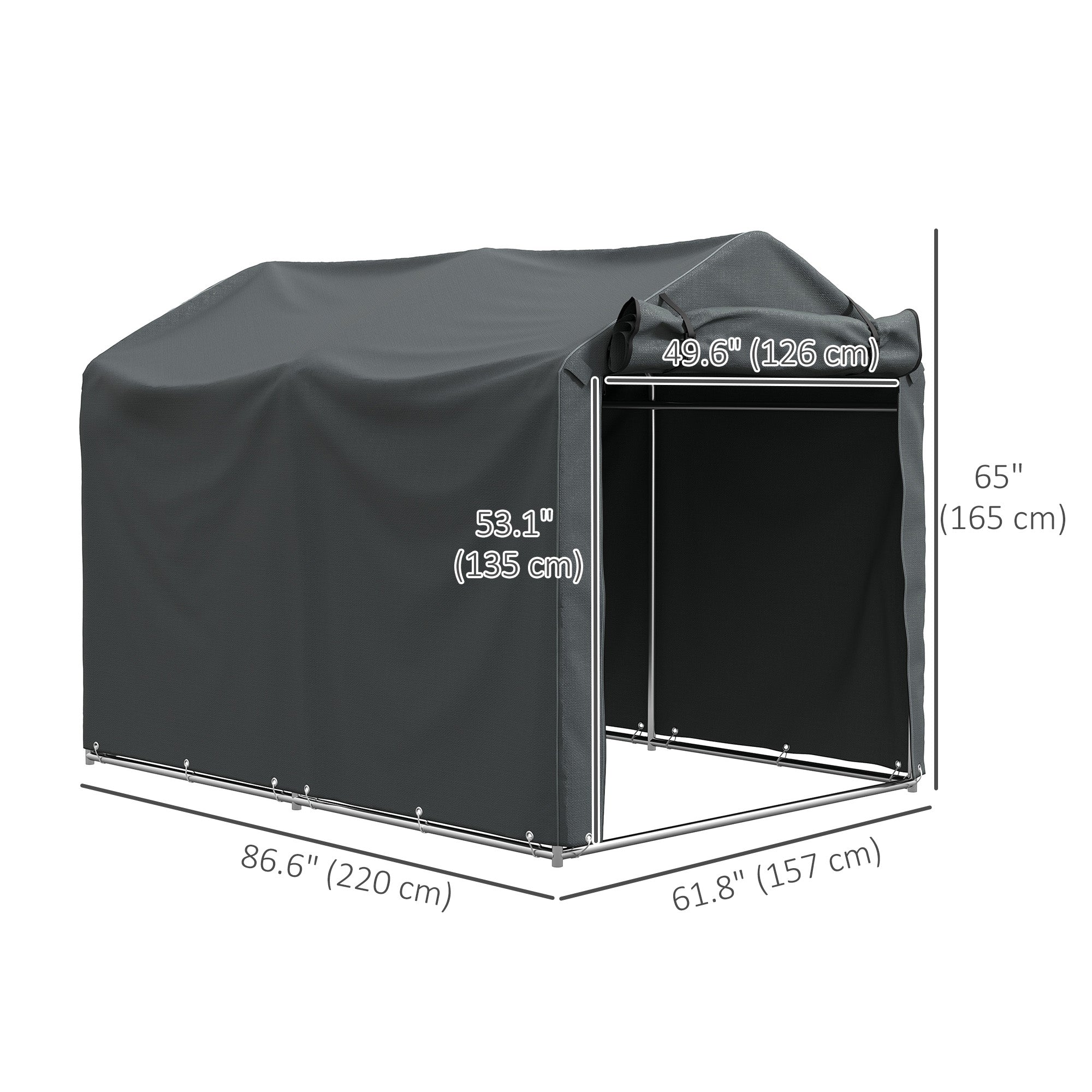 Outdoor Storage Shed, UV Resistant Bike Tent with Roll-up Zipper Door, Portable Shed for Bike, Motorcycle, Dark Grey Sheds at Gallery Canada