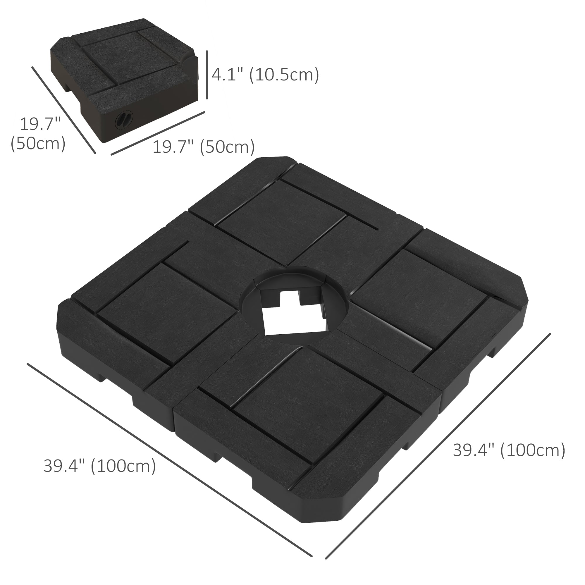 4PCs Patio Umbrella Base, Water or Sand Filled Cantilever Umbrella Weights for Cross Base with Handles, HDPE Umbrella Bases at Gallery Canada