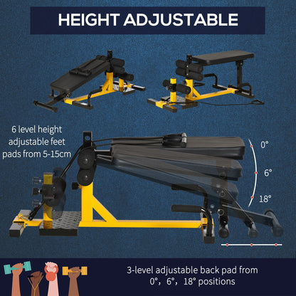 Adjustable 3-in-1 Squat Machine with Resistance Bands & Padded Bench, Yellow Squat Machine   at Gallery Canada