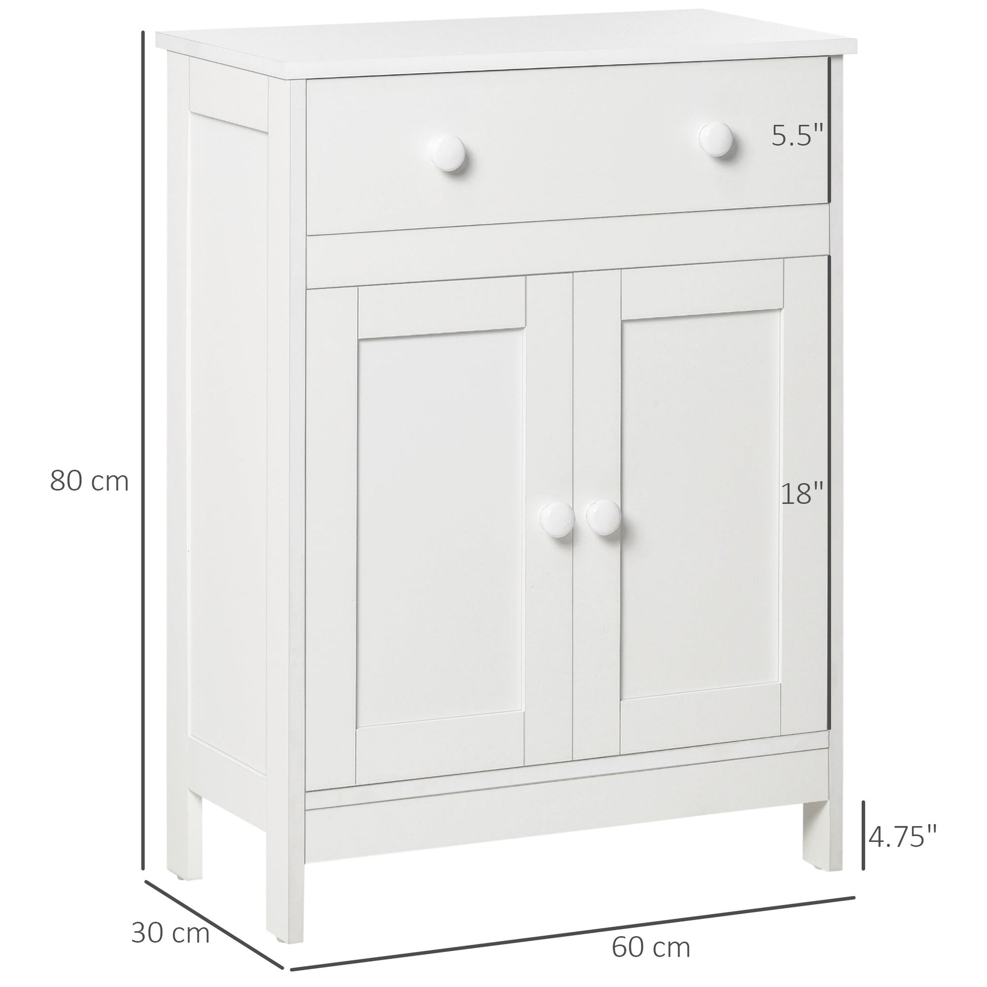 Bathroom Cabinet, Freestanding Accent Sideboard with Storage Drawer &; Adjustable Shelf, White Bathroom Cabinets   at Gallery Canada