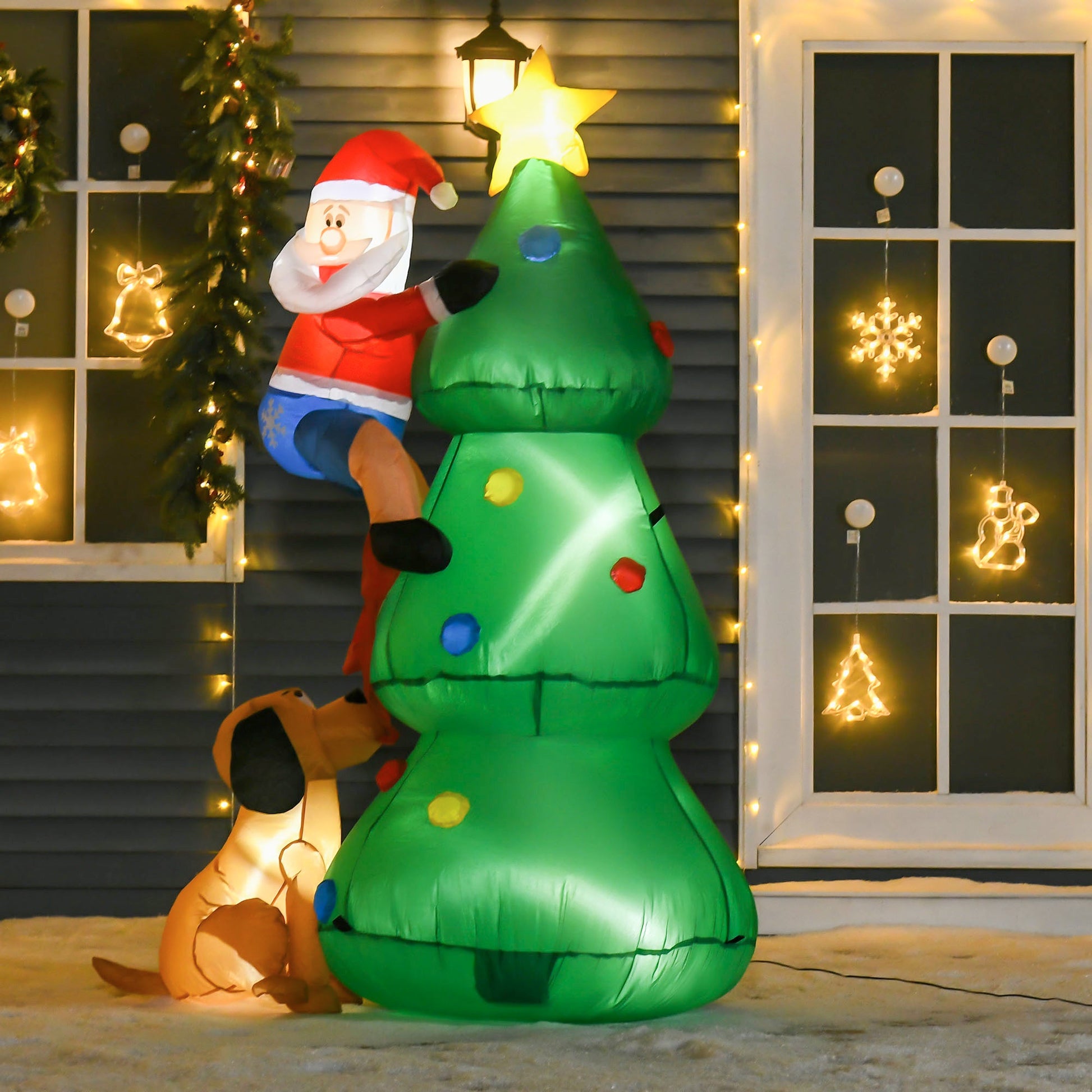 5.9ft Inflatable Christmas Tree, Santa Claus, Dog, LED Lights, Indoor, Outdoor, Home, Garden, Lawn, Decoration Christmas Inflatables   at Gallery Canada