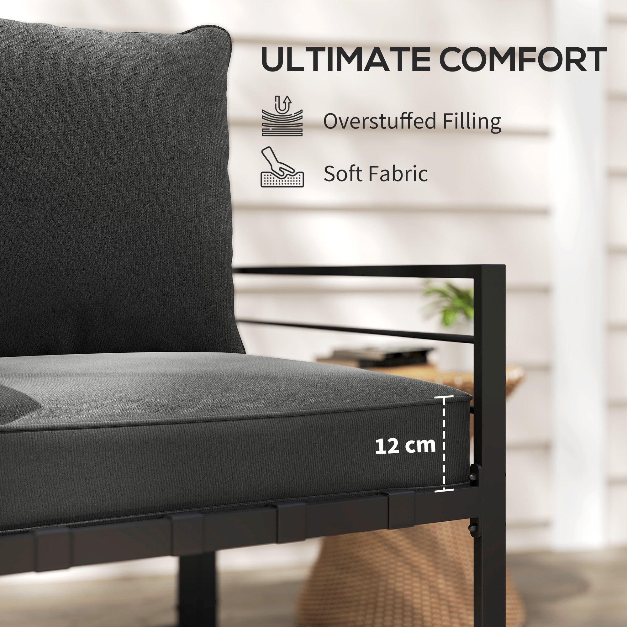 Patio Chair Cushions, Thick Deep Seat Outdoor Seat Cushion with Back Cushion, Charcoal Grey Patio Chair Cushions at Gallery Canada