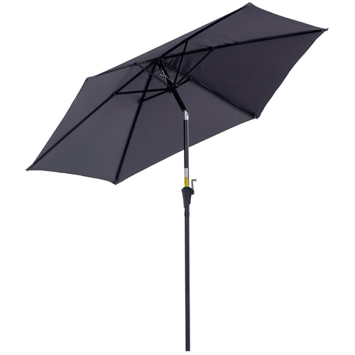 8.5FT Patio Umbrella, Round Garden Parasol with 6 Ribs, Market Sunshade Tilt Canopy w/ Crank Handle for Outdoor, Grey