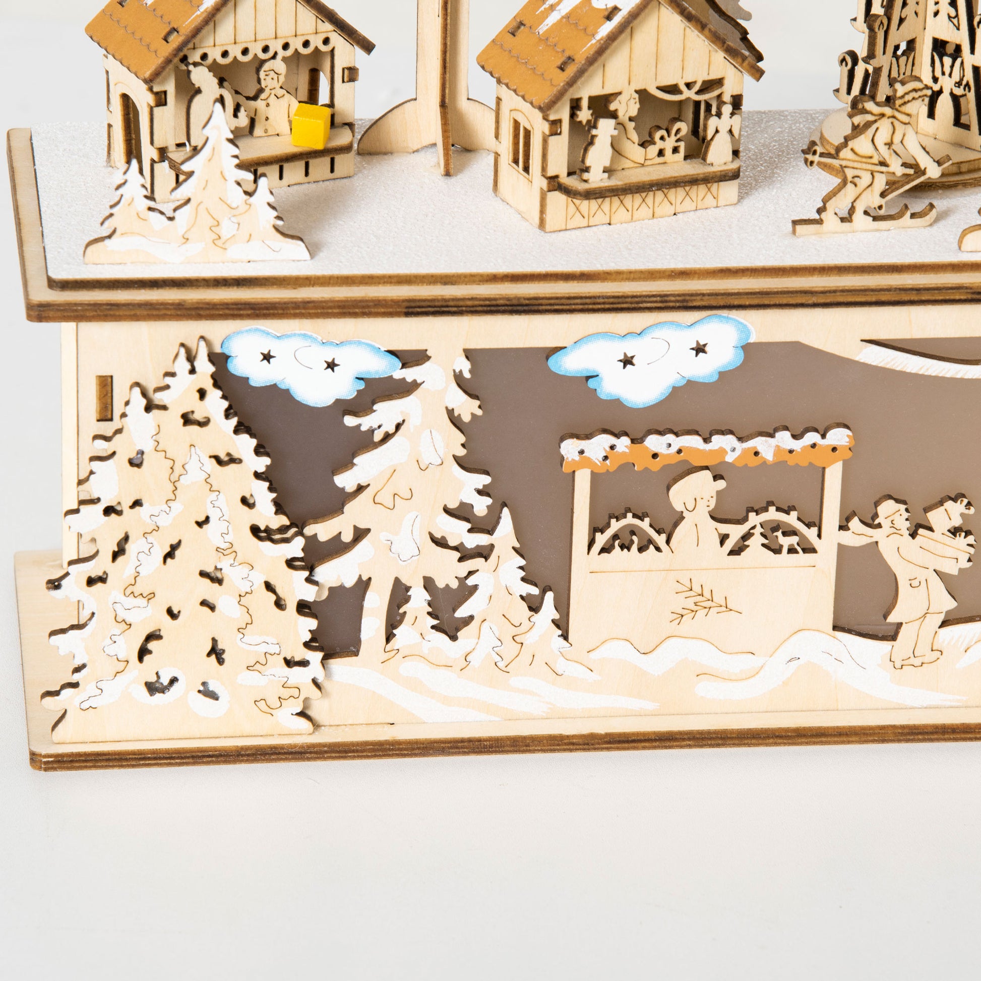 Desktop Christmas Decoration, Christmas Village Houses with Church, Windmill Battery Operated, Natural Wood Christmas Village Houses   at Gallery Canada