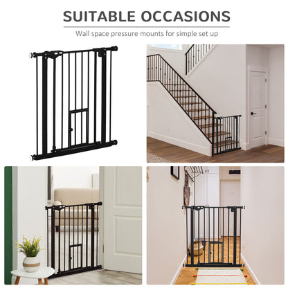 Retractable Gate Extra Wide Press-Mounted with Cat Door, Auto Closing Pet Gate for Stair, Hallway, 29-32 Inch Houses, Kennels & Pens   at Gallery Canada