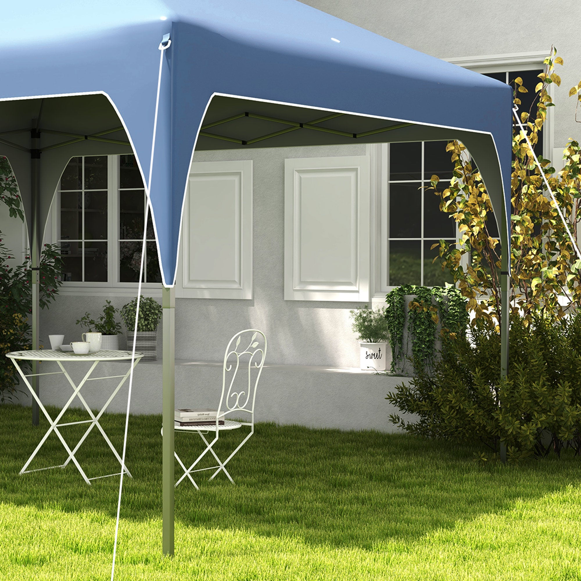 10'x10' Pop Up Canopy, Easy Set Up Party Tent with 2 Tier Vented Roof and Carrying Bag for Outdoor, Garden, Camping, Blue Pop Up Canopies at Gallery Canada