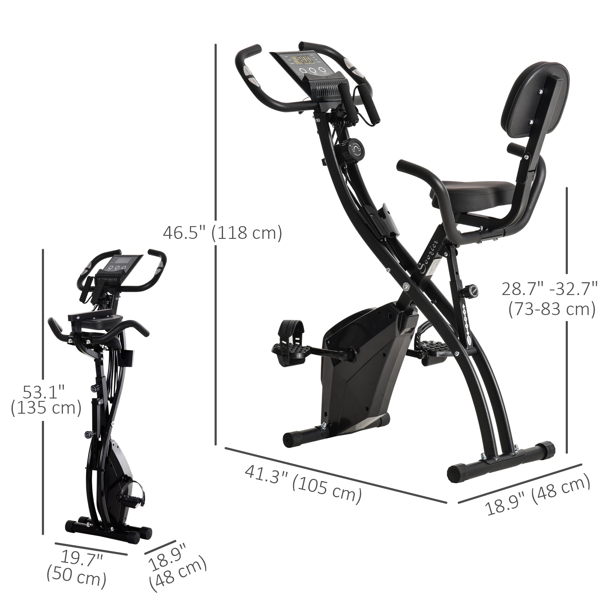 3 in 1 Folding Exercise Bike, Foldable Stationary Bike with 8-Level Magnetic Resistance, Adjustable Seat, Black Exercise & Stationary Bikes at Gallery Canada