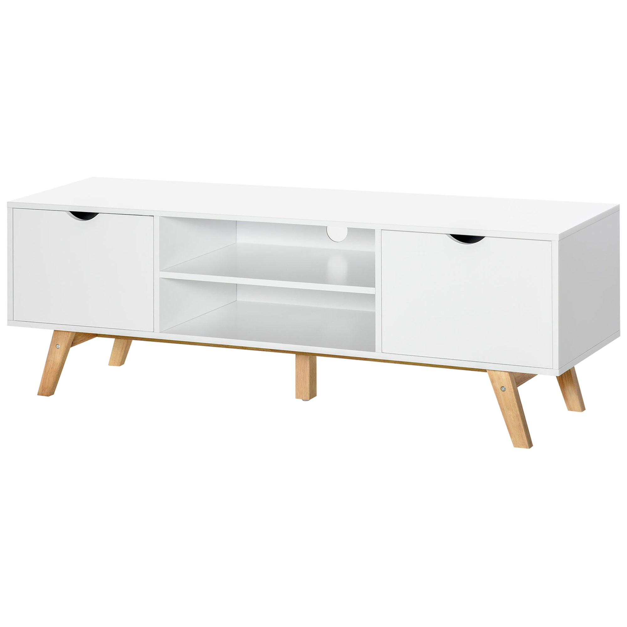 Modern Wooden TV Stand with 2 Storage Cabinet Stand for TV's up to 65
