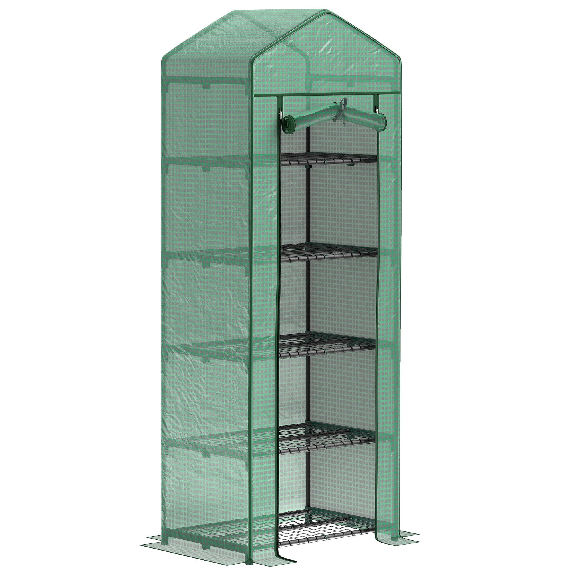 5 Tier Mini Greenhouse, Portable Outdoor Flower Stand with Shelf Clips, Indoor Greenhouse with Steel Frame, Transparent, 27.25