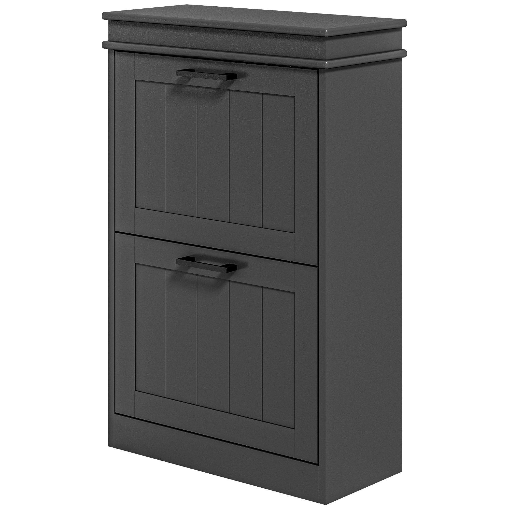 Shoe Storage Cabinet with 2 Flip Drawers and Adjustable Shelves, Narrow Shoe Cabinet for 10 Pairs of Shoes, Black Shoe Storage Cabinets & Racks Black  at Gallery Canada