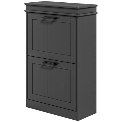 Shoe Storage Cabinet with 2 Flip Drawers and Adjustable Shelves, Narrow Shoe Cabinet for 10 Pairs of Shoes, Black Shoe Storage Cabinets & Racks Black  at Gallery Canada