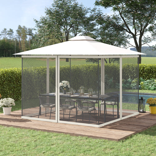 Replacement Mosquito Netting for Gazebo 10' x 10' Black Screen Walls for Canopy with Zippers, White