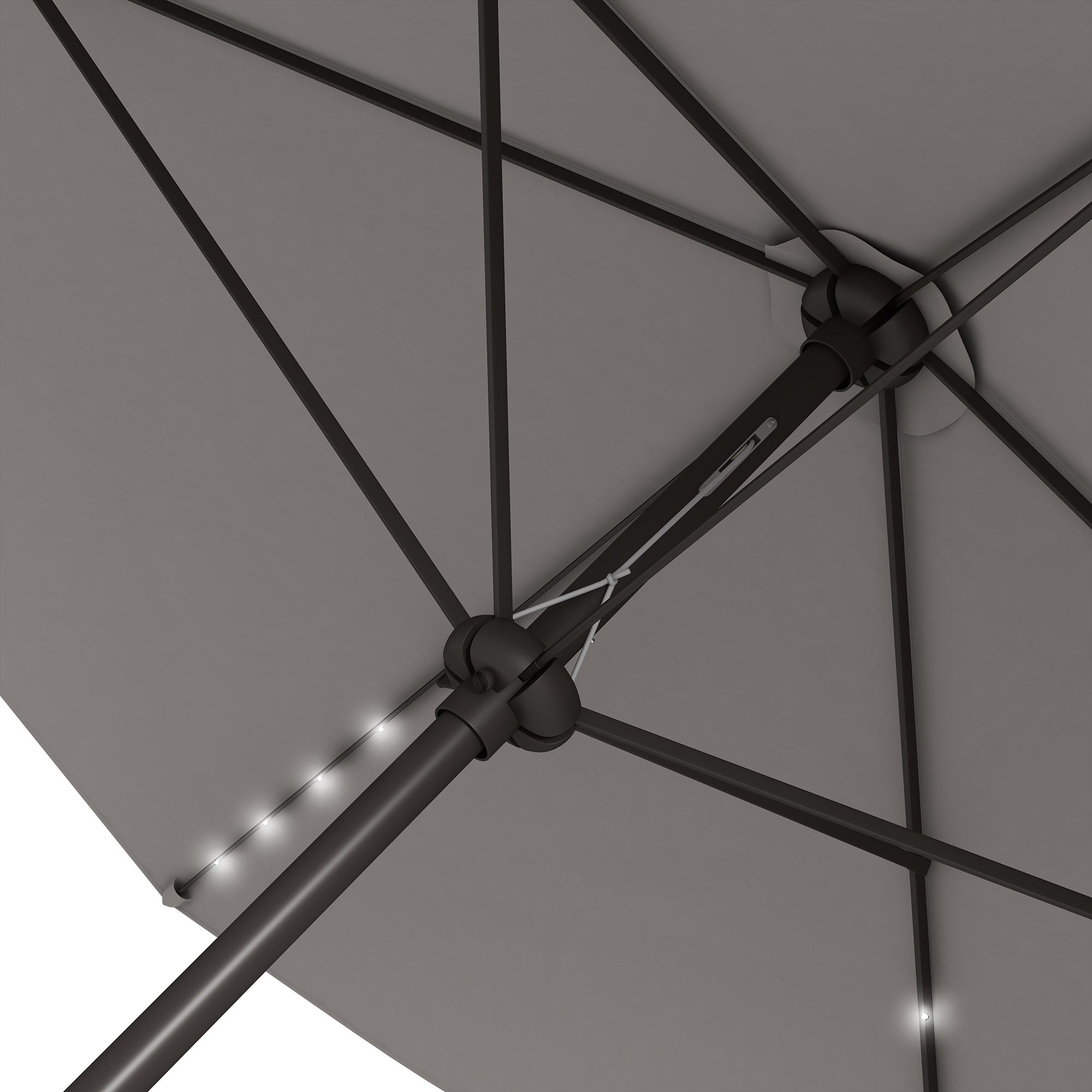 6.5x10ft Patio Umbrella Tilt Aluminum Outdoor Market Parasol with Solar Powered LEDs, Crank - Light Grey Sun Umbrellas at Gallery Canada