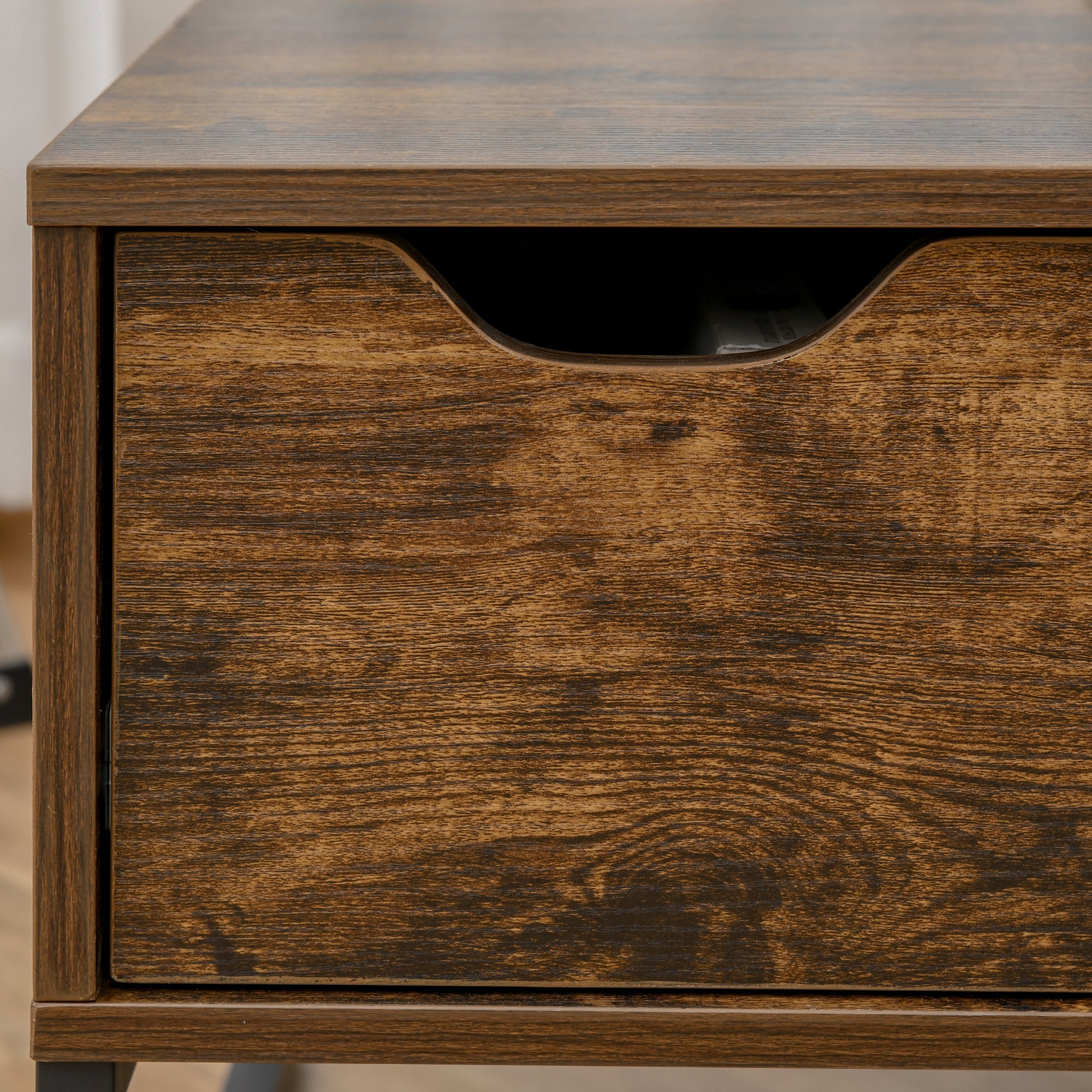 Lift Top Coffee Table with Hidden Storage, Side Drawer, Metal Frame, Tigerwood Coffee Tables   at Gallery Canada