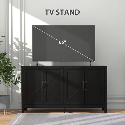 Sideboard Buffet, Storage Cabinet with Barn Door and Adjustable Shelf, TV Stand for TVs up to 65 Inches, Black Oak Bar Cabinets   at Gallery Canada