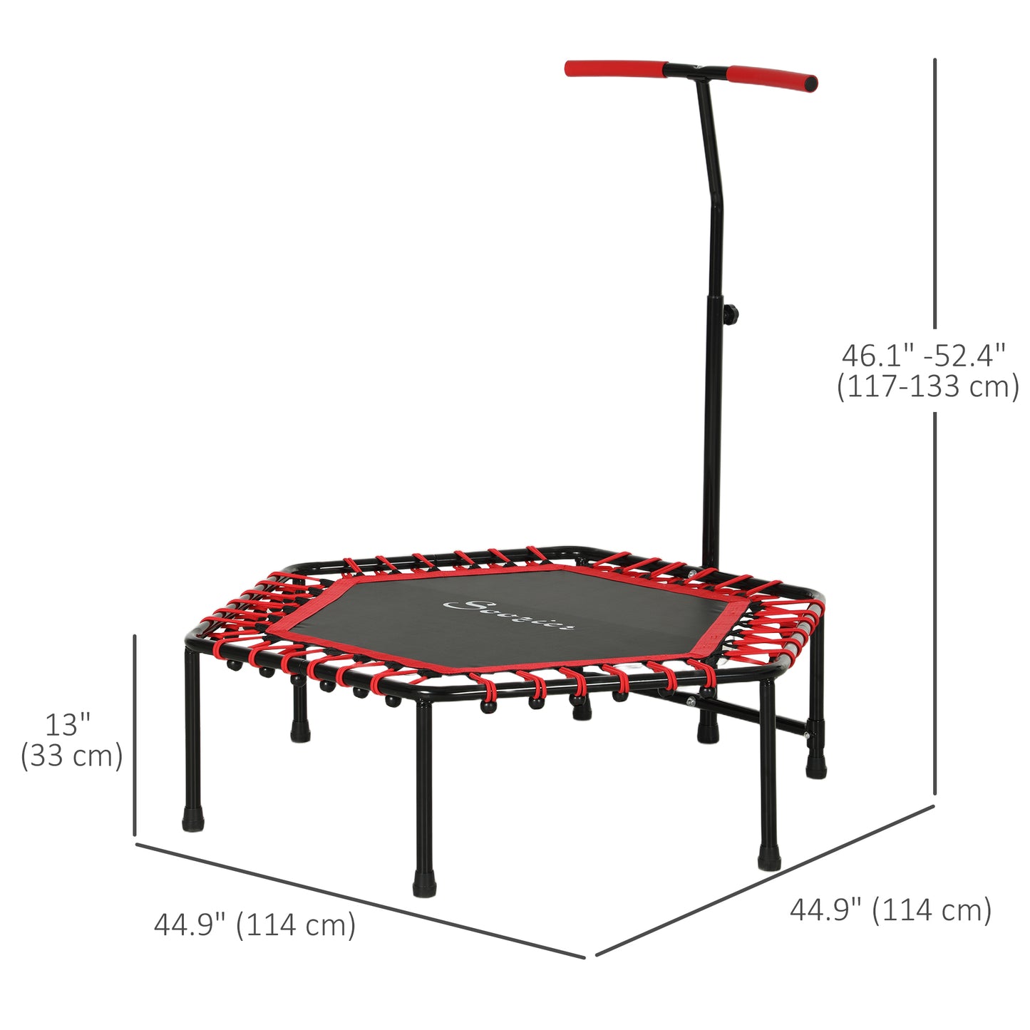 45" Rebounder Trampoline for Adult, Quiet Bungee Rebounder with LED Lights and Adjustable Handle, Red Trampolines   at Gallery Canada