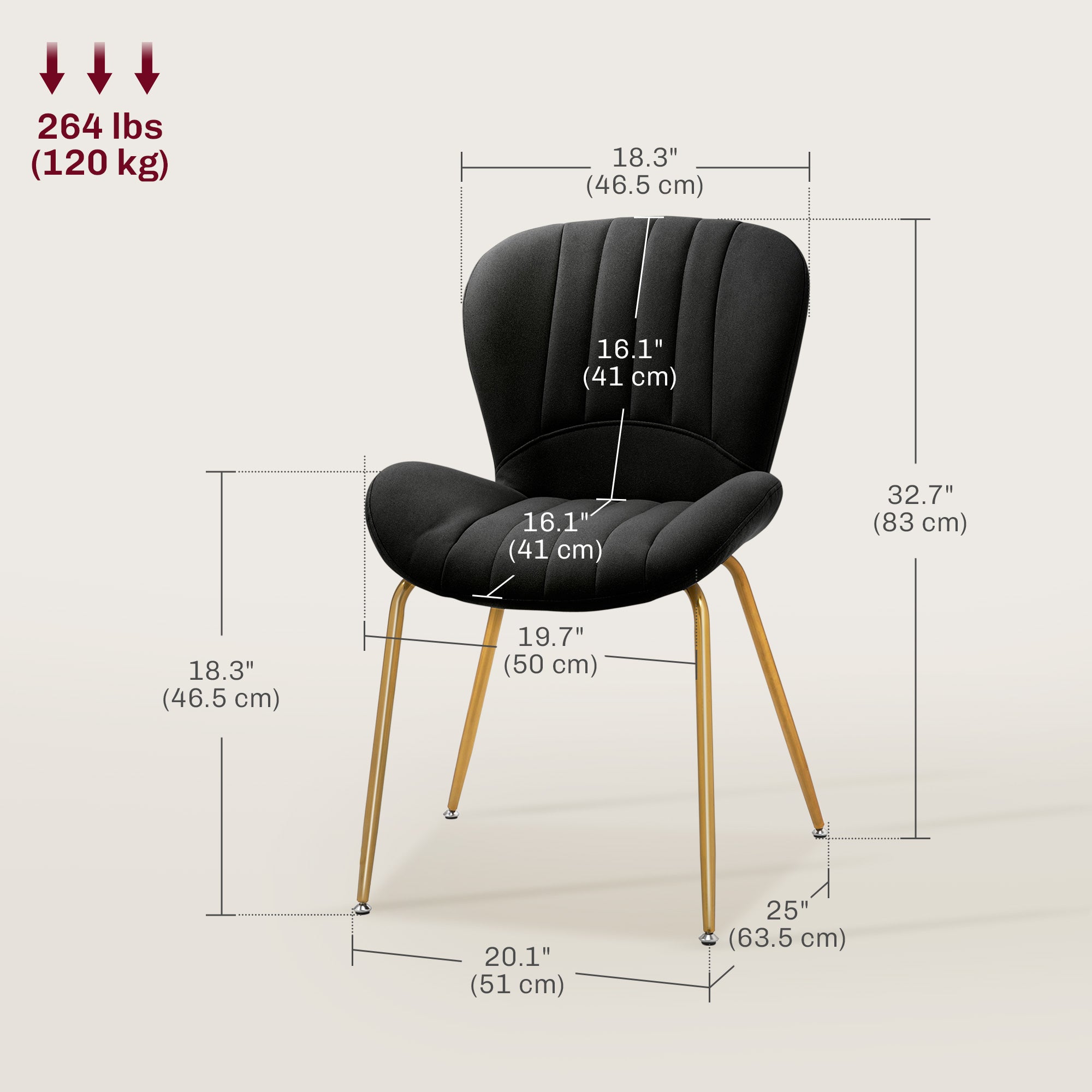 Dining Chairs Set of 2, Modern Accent Chair with Cushioned Backrest, Upholstery for Living Room, Black Dining Chairs at Gallery Canada