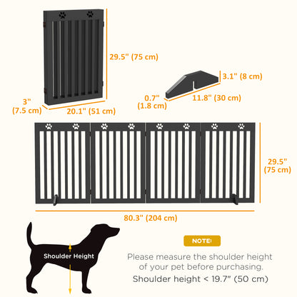 80" Extra Wide Freestanding Pet Gate with Support Feet, Black Houses, Kennels & Pens   at Gallery Canada