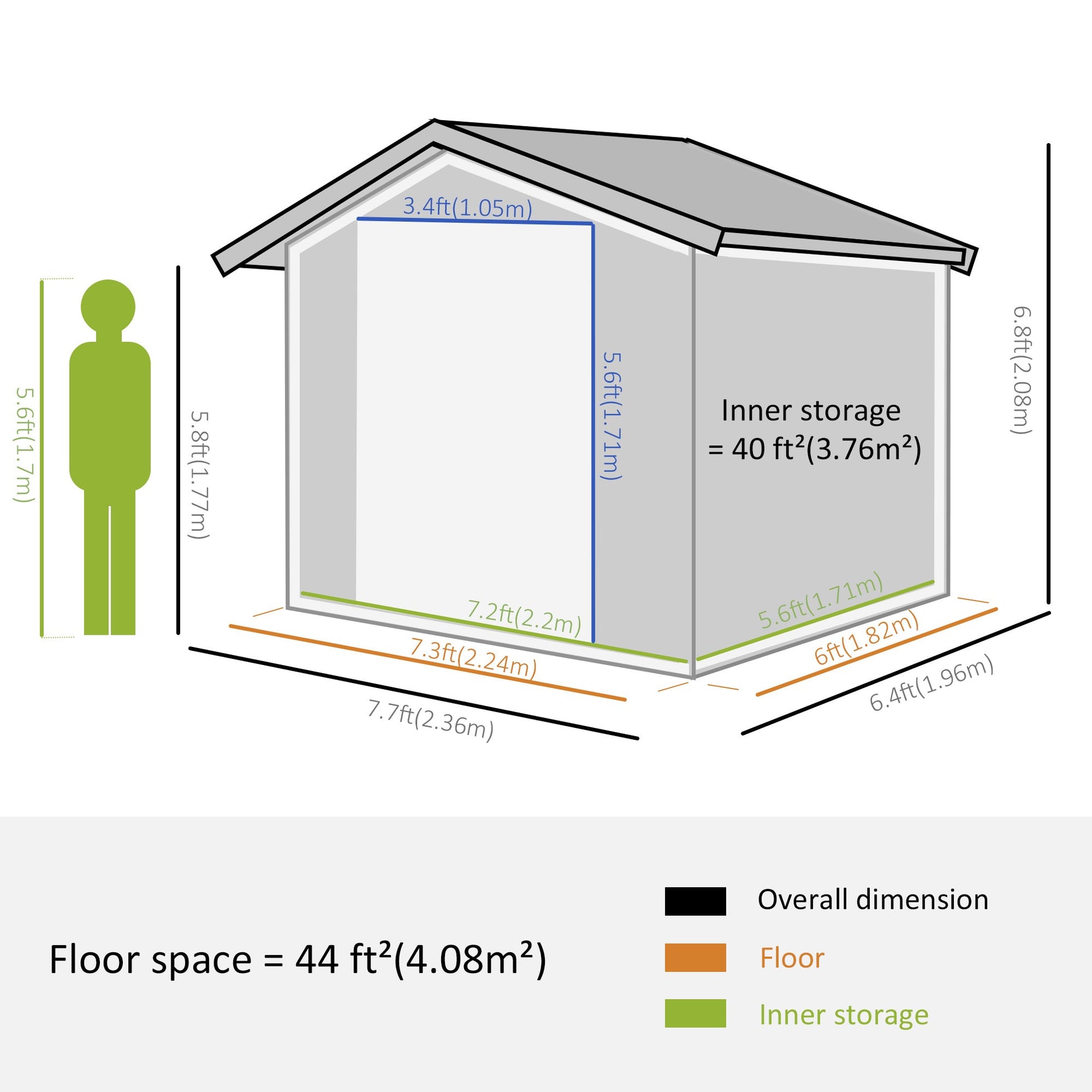 6.4' x 7.7' Outdoor Metal Garden Shed House Hut Gardening Tool Storage with Ventilation, Brown with Wood Grain Sheds   at Gallery Canada