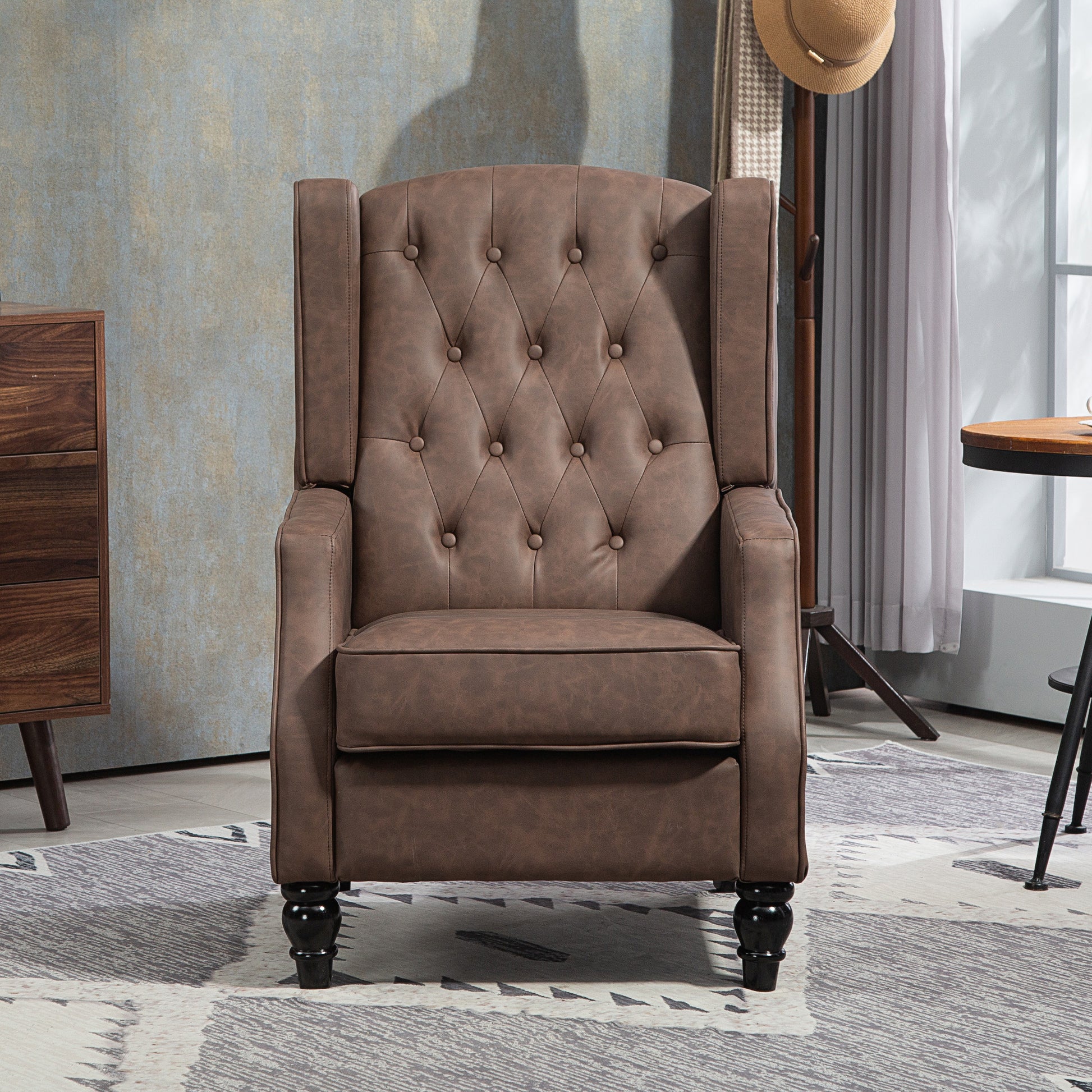 Faux Leather Armchair, Modern Accent Chair with Thick Padding for Living Room, Bedroom, Home Office, Brown Accent Chairs at Gallery Canada