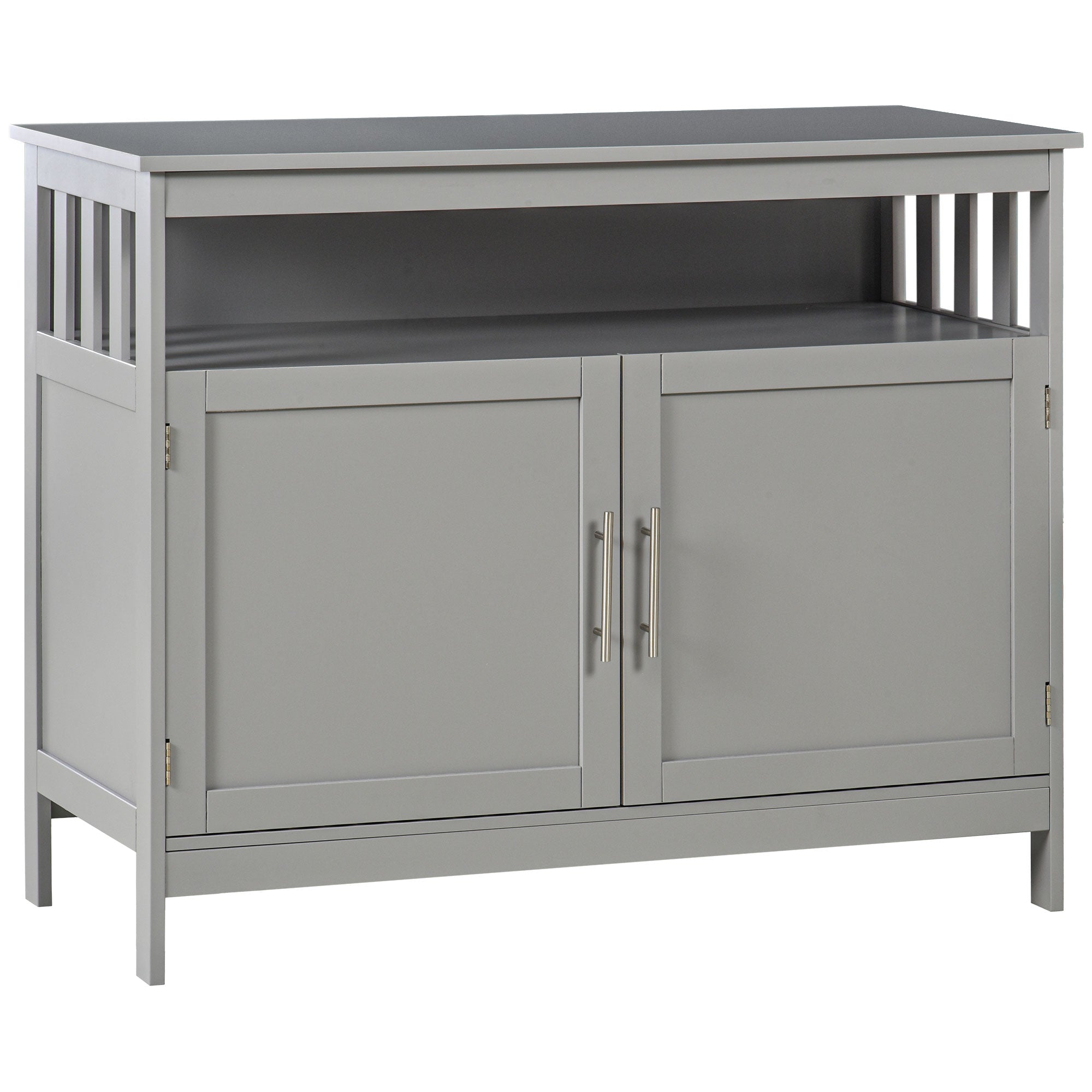 Kitchen Sideboard, Buffet Cabinet, Wooden Storage Console Table with 2-Level Cabinet and Open Shelf, Grey Bar Cabinets Grey at Gallery Canada