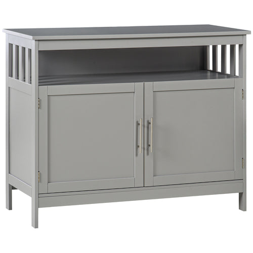 Kitchen Sideboard, Buffet Cabinet, Wooden Storage Console Table with 2-Level Cabinet and Open Shelf, Grey