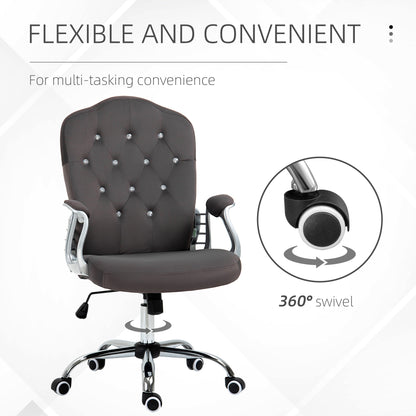 Office Chair, Velvet Computer Chair, Button Tufted Desk Chair with Swivel Wheels, Adjustable Height, Tilt Function, Dark Grey Executive & Manager Chairs   at Gallery Canada