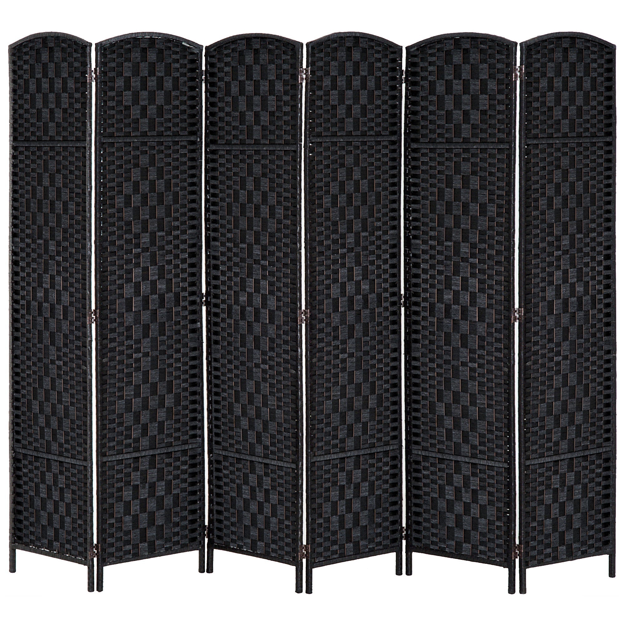 6ft Folding Room Divider, 6 Panel Wall Partition with Wooden Frame for Bedroom, Home Office, Black Room Dividers Black  at Gallery Canada