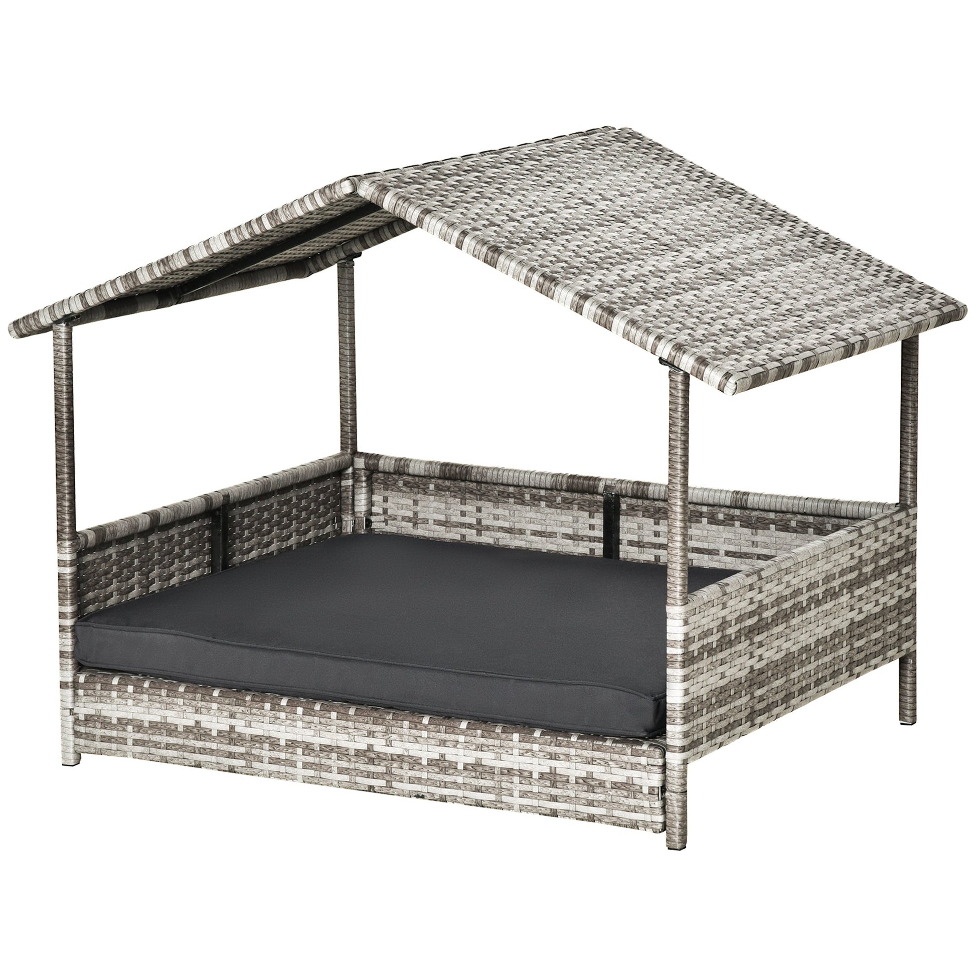 Wicker Pet House Dog Bed for Indoor/Outdoor Rattan Furniture with Cushion Houses, Kennels & Pens Grey  at Gallery Canada