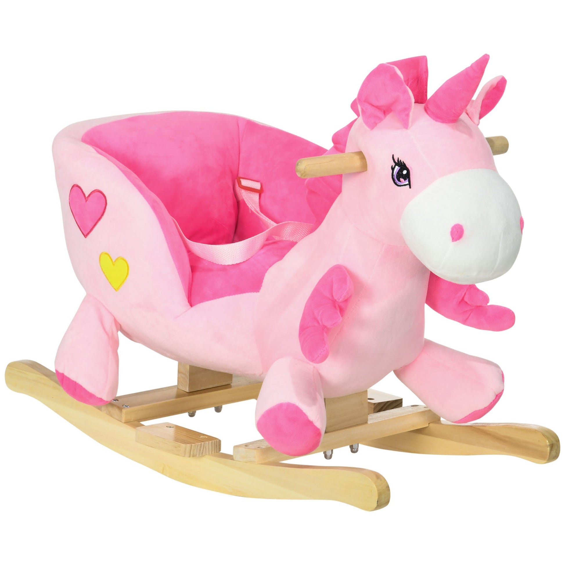 Baby Rocking Horse Ride On Unicorn with Songs, Toddler Rocker Toy with Wooden Base Seat Safety Belt for 1.5-3 Year Old, Pink Rocking Horses Pink  at Gallery Canada