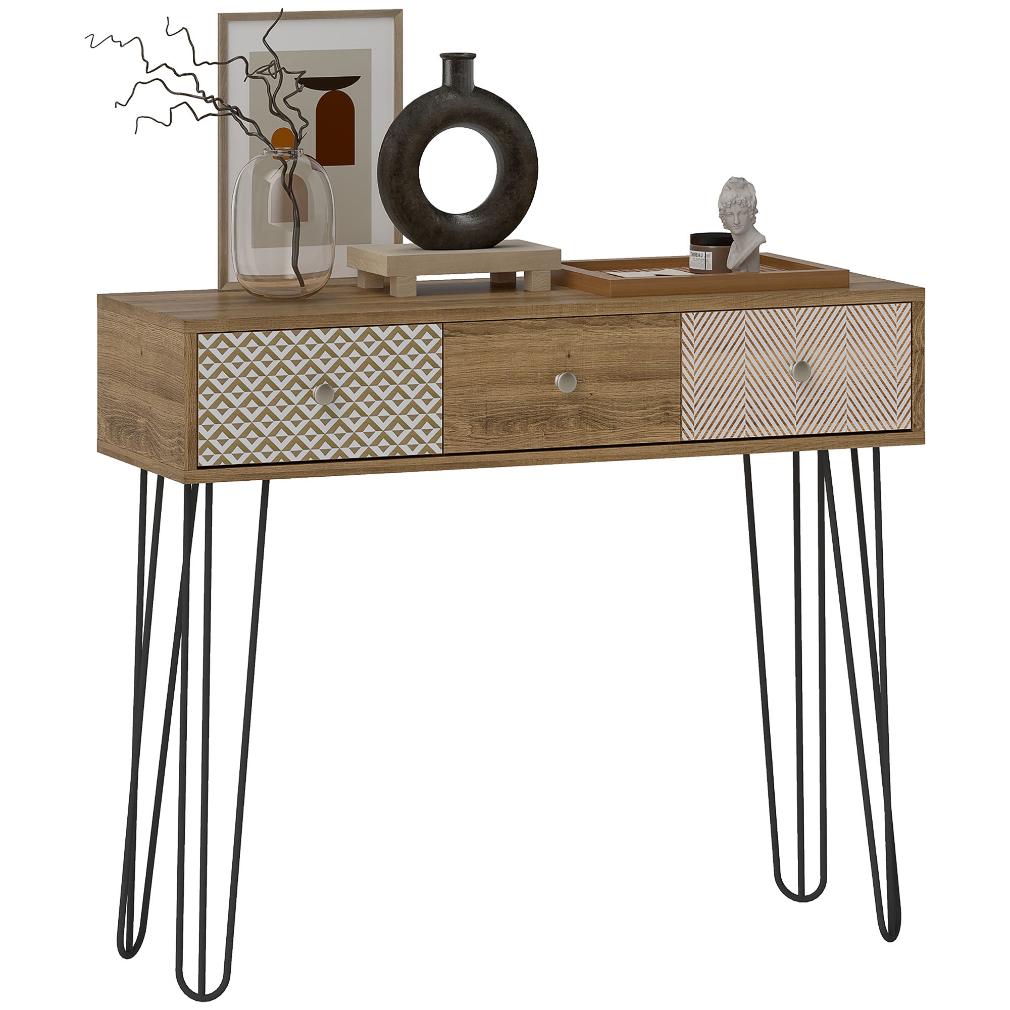 Narrow Console Table with Drawers, 35.4