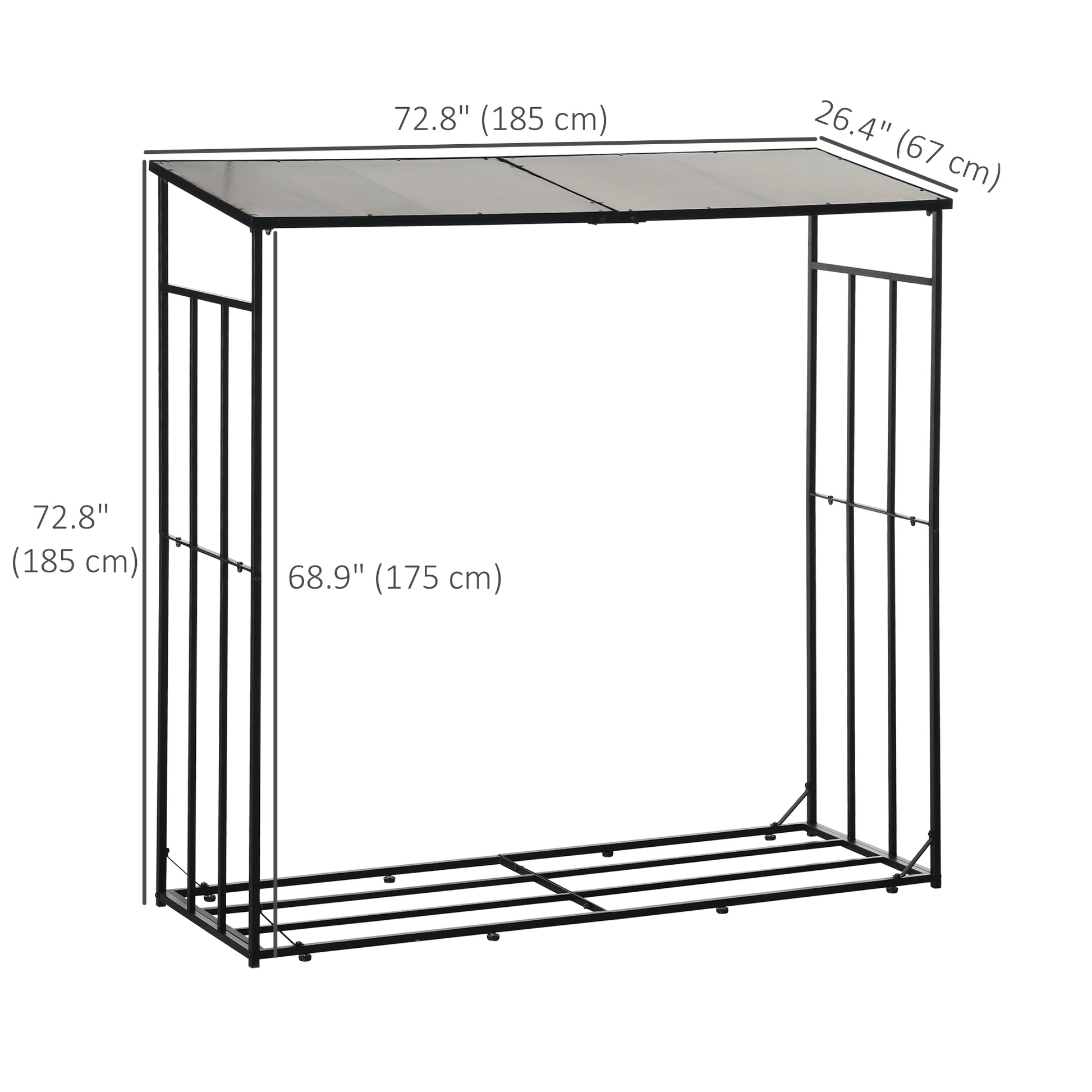 73" Firewood Rack Wood Storage Log Holder with Polycarbonate Roof for Fire Pit and Fireplace, 4620lbs Load Firewood Racks   at Gallery Canada