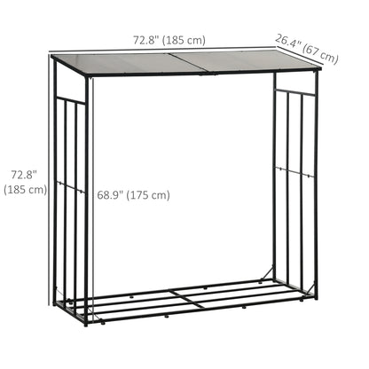 73" Firewood Rack Wood Storage Log Holder with Polycarbonate Roof for Fire Pit and Fireplace, 4620lbs Load Firewood Racks   at Gallery Canada