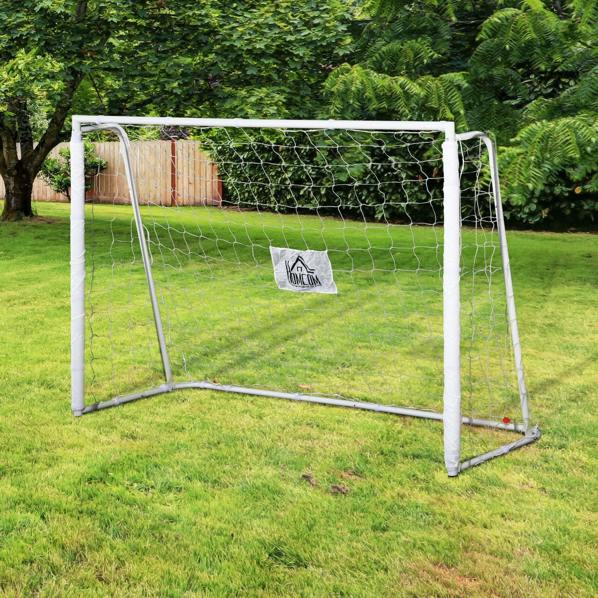 6ft x 4ft Soccer Goal Net with Metal Frame, PE Mesh, Ground Stakes, Easy Assembly, White Football   at Gallery Canada