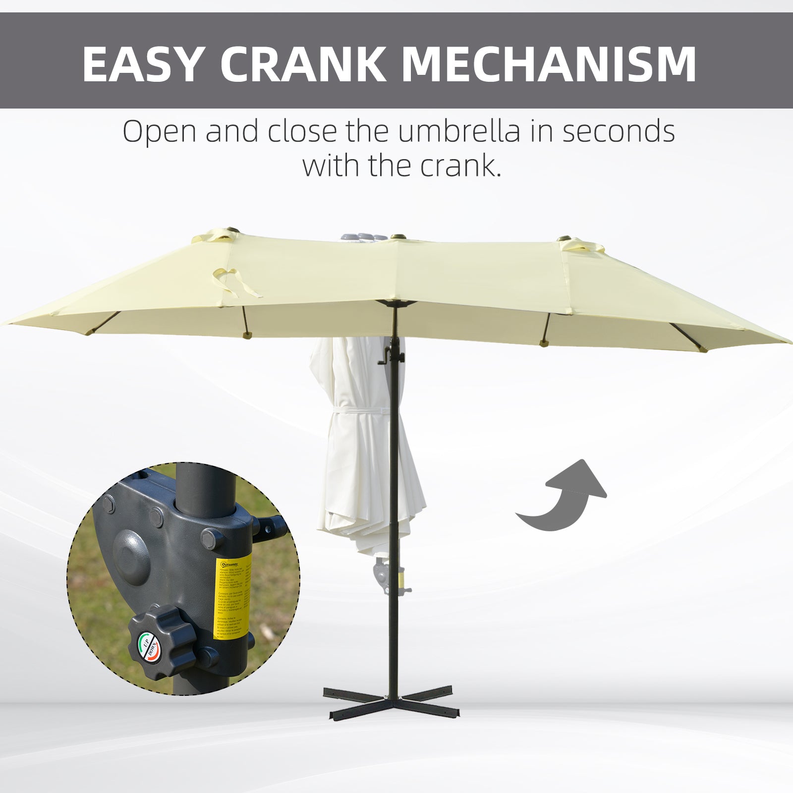 Outdoor Patio Umbrella Offset Cantilever Umbrella with Twin Canopy Sunshade Umbrella with Lift Beige Cantilever Umbrellas   at Gallery Canada