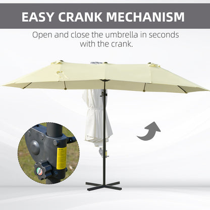 Outdoor Patio Umbrella Offset Cantilever Umbrella with Twin Canopy Sunshade Umbrella with Lift Beige Cantilever Umbrellas   at Gallery Canada