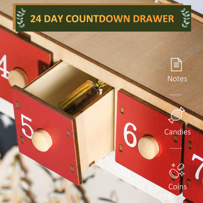 Wooden Christmas Advent Calendar, Light Up Holiday Decoration with 24 Countdown Drawers, Battery Operated Christmas Advent Calendars   at Gallery Canada