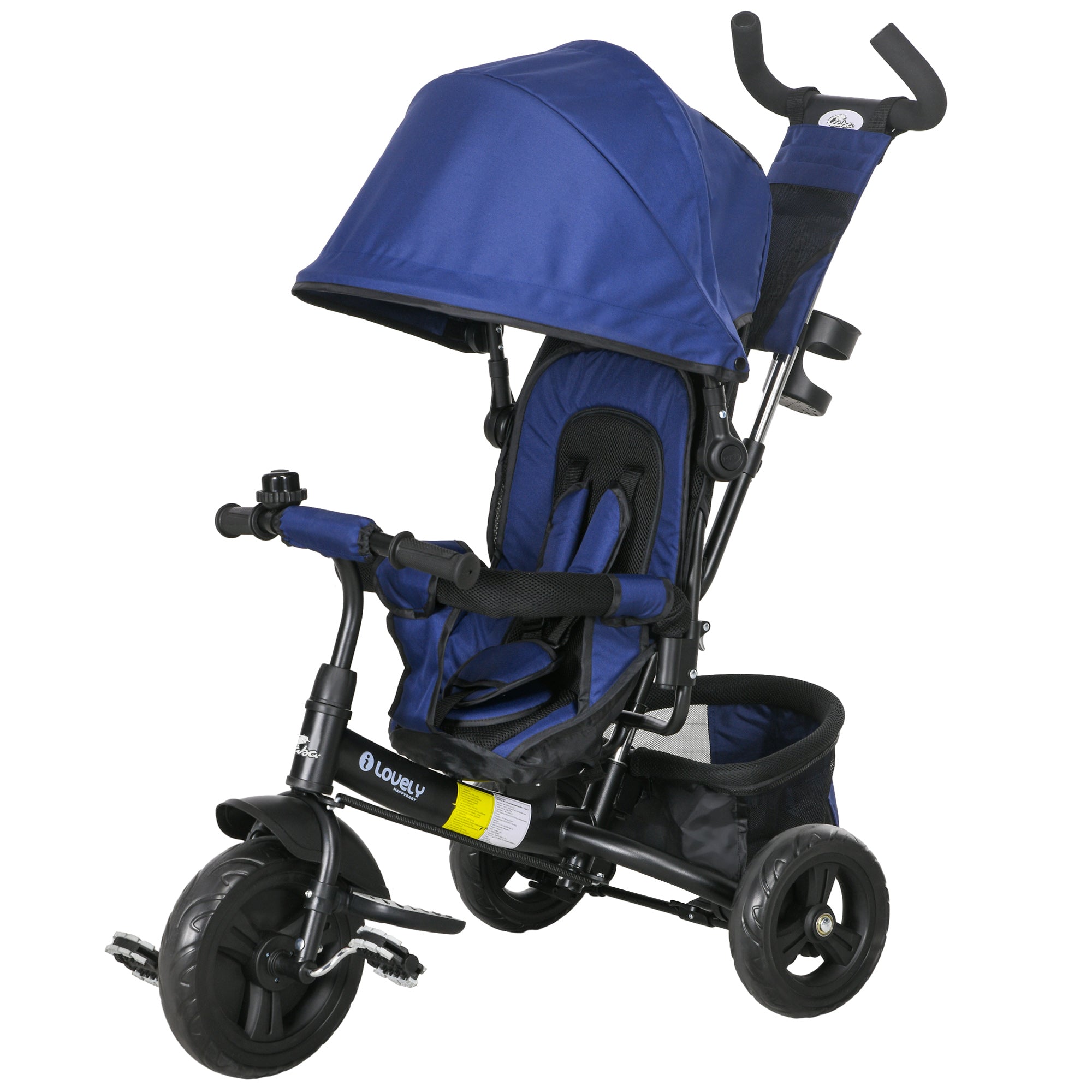 6 in 1 Tricycle for Toddler 1-5 Years with Parent-Push Handle, Dark Blue Tricycles for Kids   at Gallery Canada