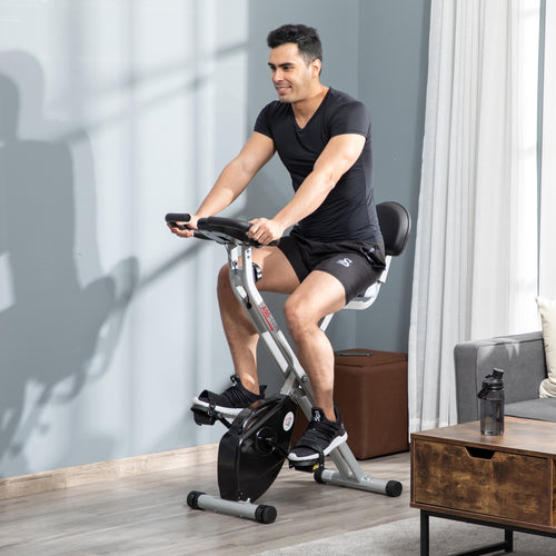 Foldable Indoor Stationary Bike with 8 Levels of Magnetic Resistance, Exercise Bike for Cardio Workout, Black
