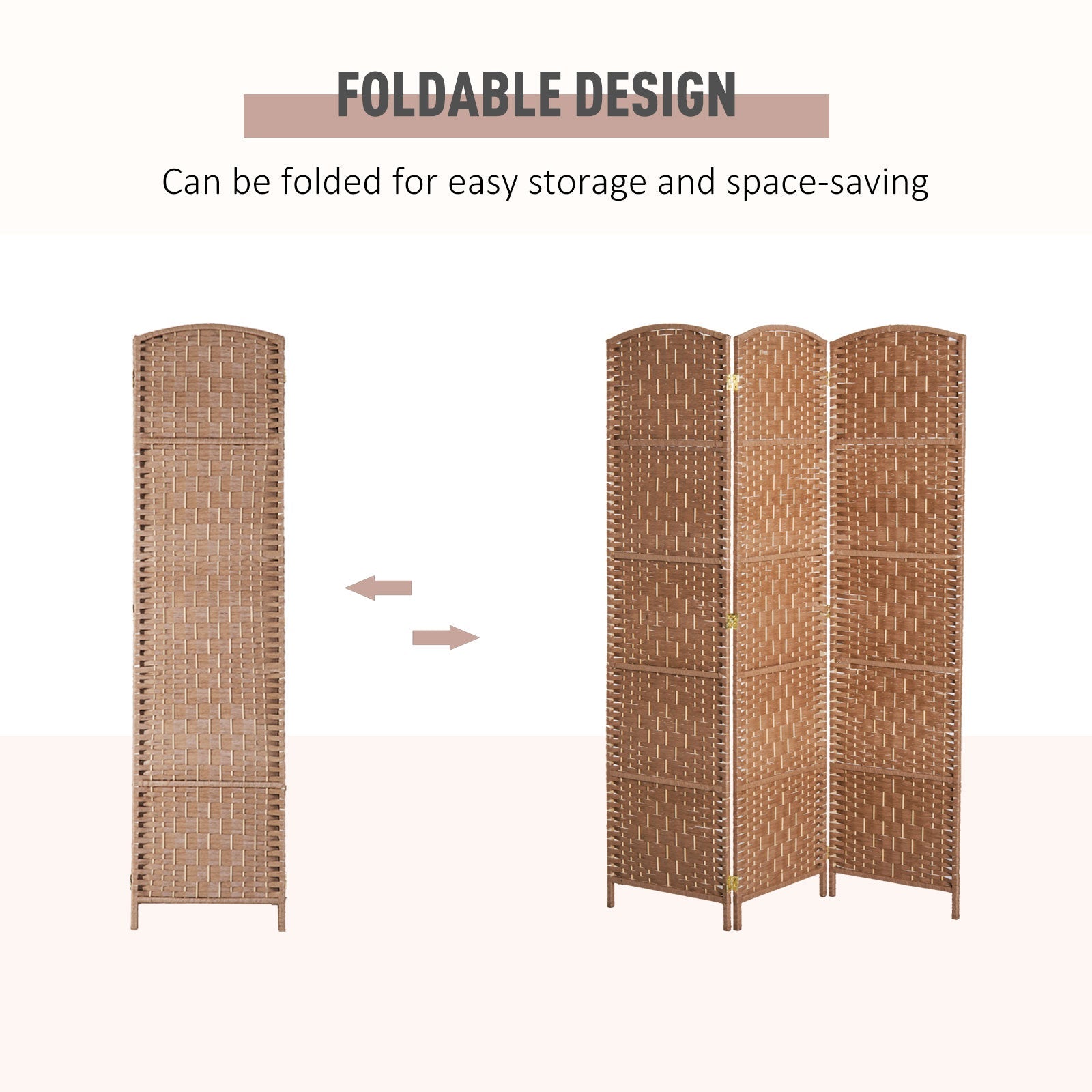 6ft Folding Room Divider, 3 Panel Wall Partition with Wooden Frame for Bedroom, Home Office, Natural Room Dividers   at Gallery Canada