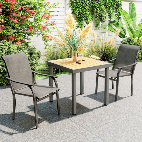 Patio Chairs Set of 2 with Armrest and High Backrest, for Backyard, Balcony, Porch, Poolside, Deck, Garden, Brown