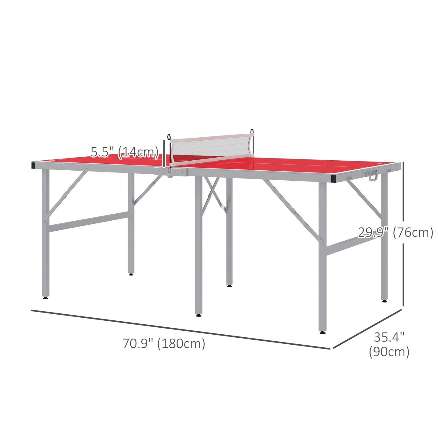 Portable Ping Pong Table Set, Table Tennis Table w/ Net, 2 Paddles, 3 Balls for Outdoor and Indoor, Easy Assembly, Red Game Tables   at Gallery Canada