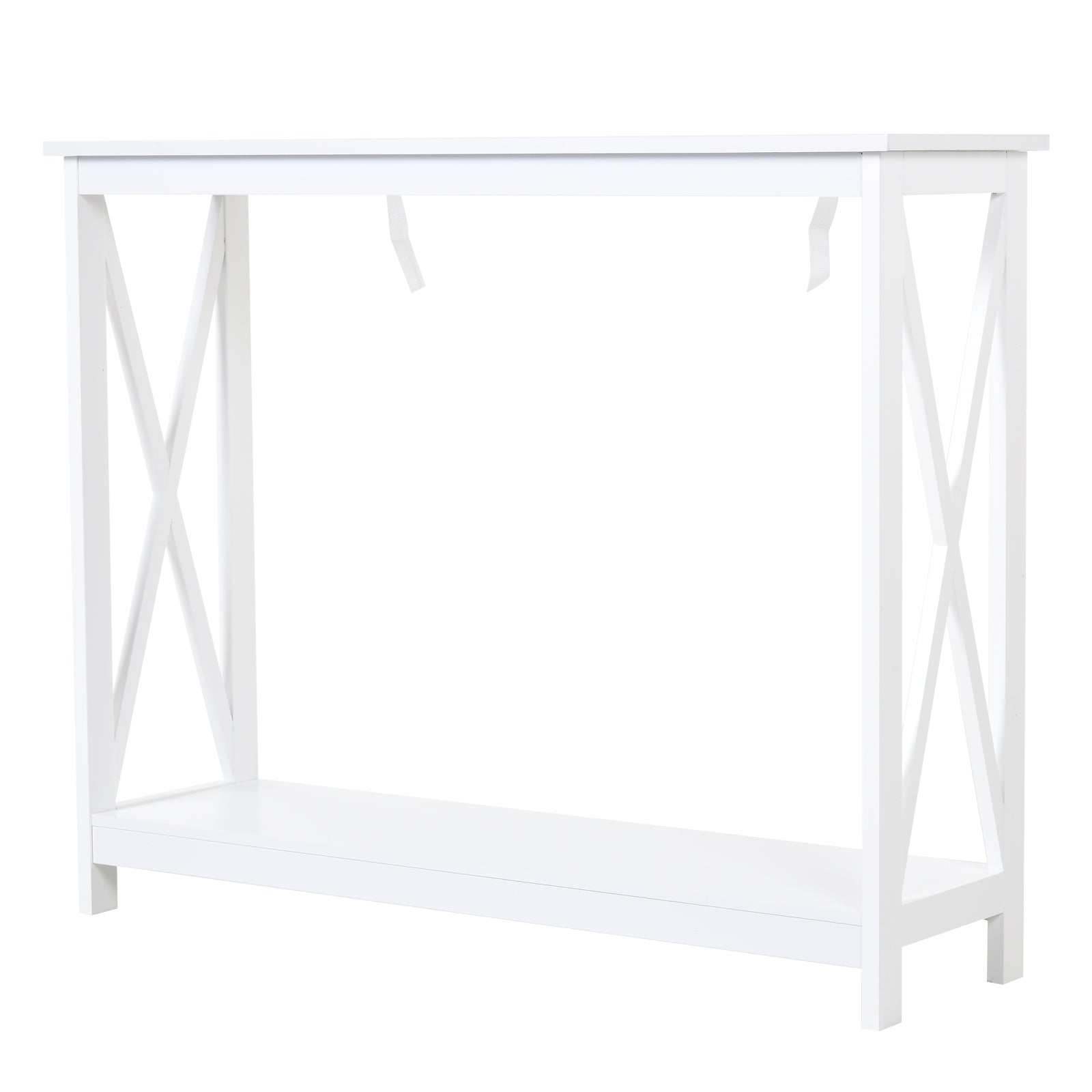 2 Tier X-Design Console Table Sofa Side Table w/Storage Shelf for Living Room Entryway, White Console Tables at Gallery Canada