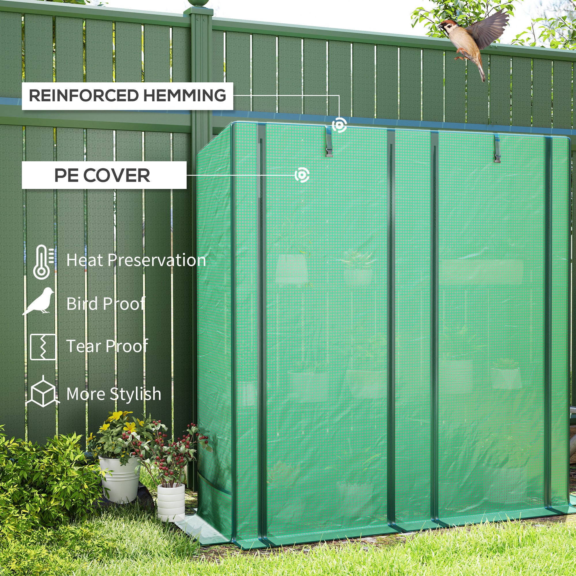 Lean-to Greenhouse with 3 Tier Shelves, Mini Greenhouse with 2 Roll-Up Doors for Indoor Outdoor, Green Greenhouses at Gallery Canada