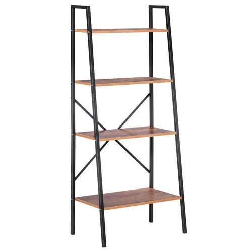 4-Tier Vintage Ladder Shelf Bookcase Storage Rack Home Office Organizer with Open Display Shelf