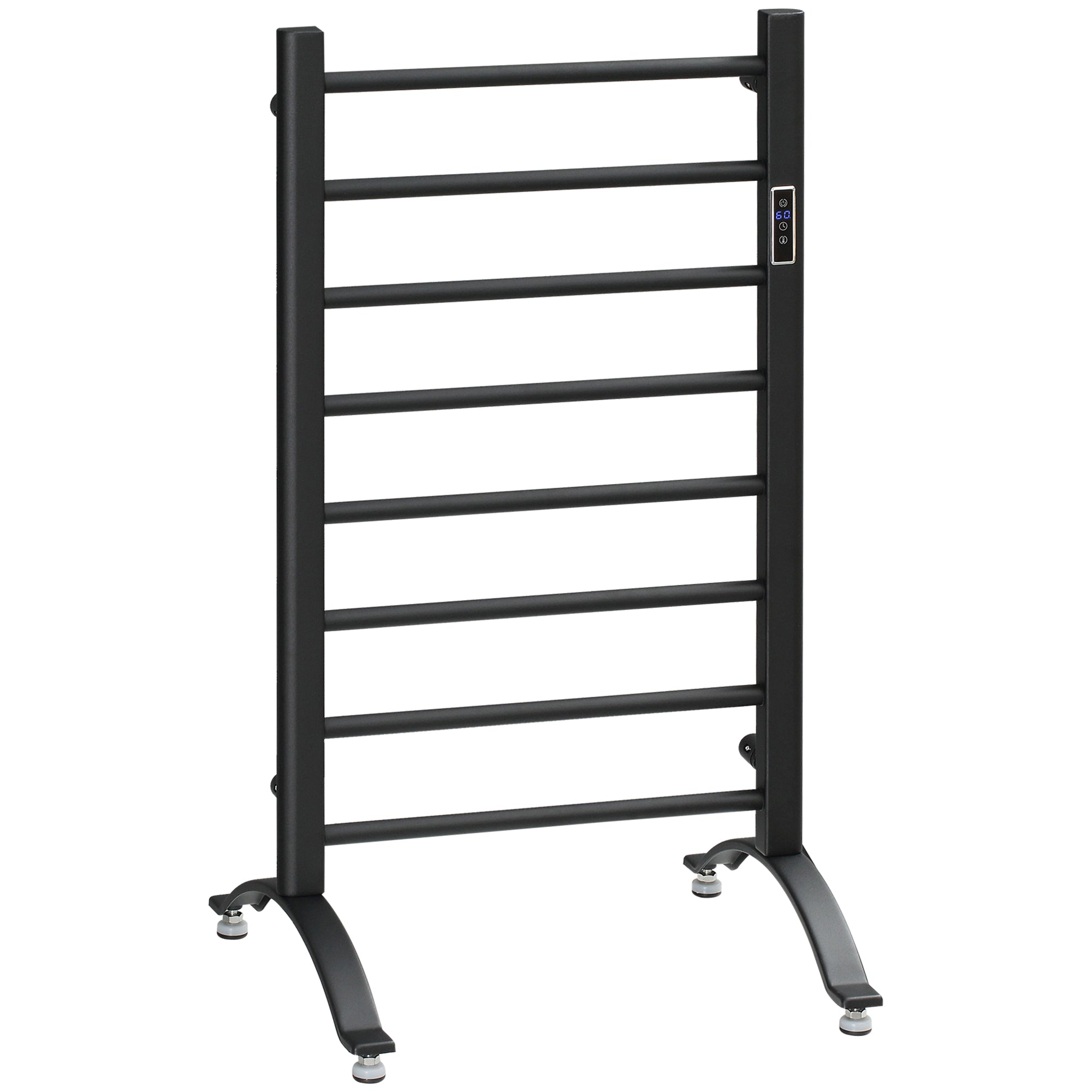 8-Bar Bathroom Heated Towel Rail with Built-in Timer and Led Indicators, Wall Mounted &; Free Standing Carbon Steel Electric Towel Warmer Towel Drying Rack, Plug-in, Black Bath Accessories at Gallery Canada