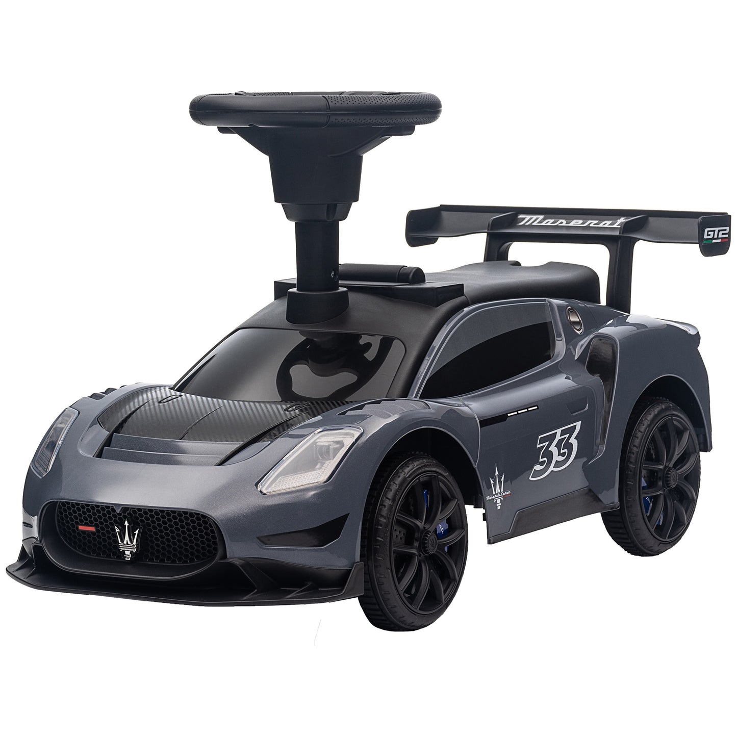 Licensed Maserati GT2 Baby Sliding Car with Storage, Music, Horn, Foot to Floor Toddler Car for 18-60 Months, Grey Push Cars for Toddlers   at Gallery Canada