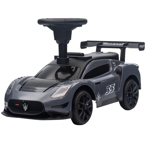 Licensed Maserati GT2 Baby Sliding Car with Storage, Music, Horn, Foot to Floor Toddler Car for 18-60 Months, Grey