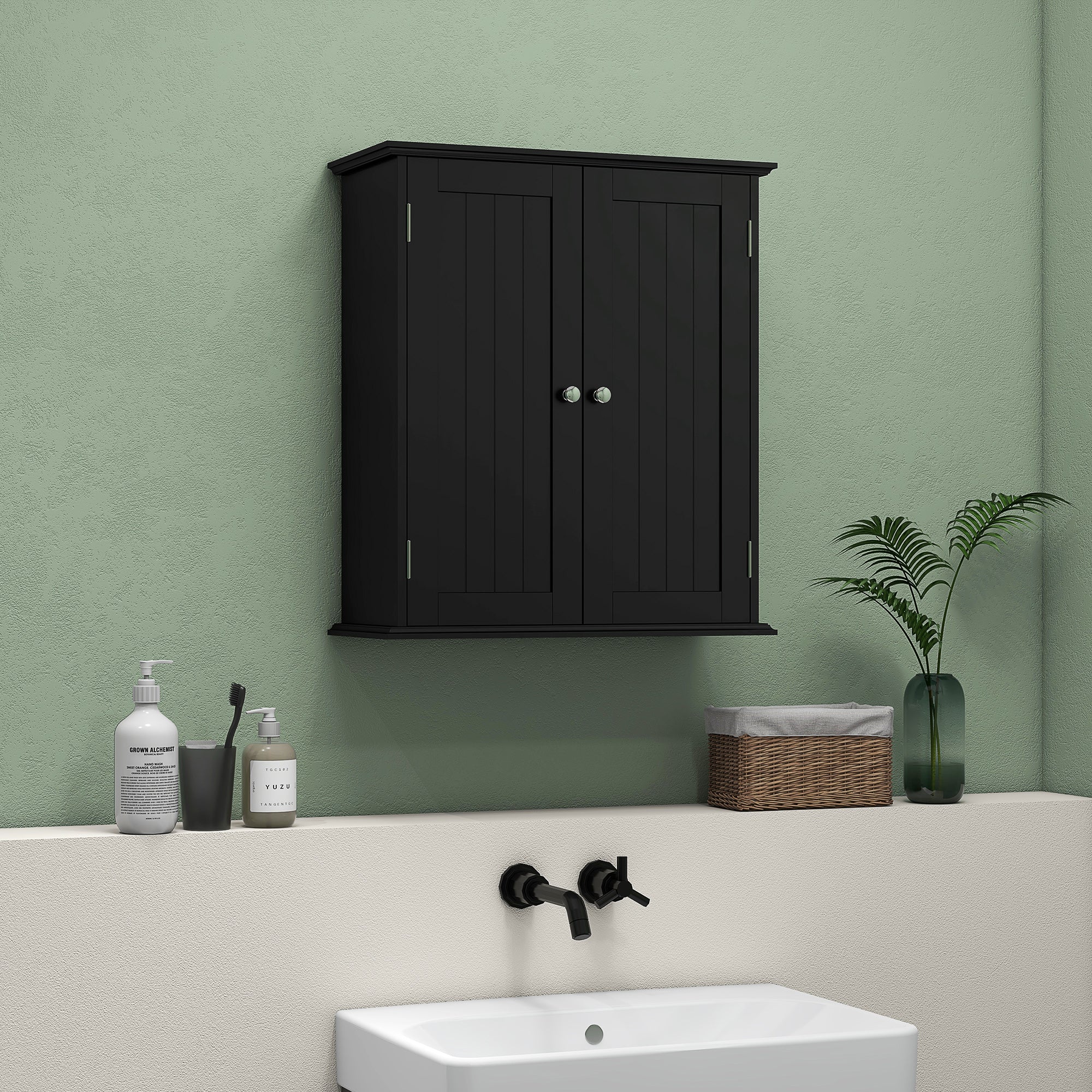 Bathroom Medicine Cabinet, Wall Cabinet with 2 Doors and Adjustable Shelf, Space Saver Over Toilet Cabinet Wall Mounted Cabinets   at Gallery Canada