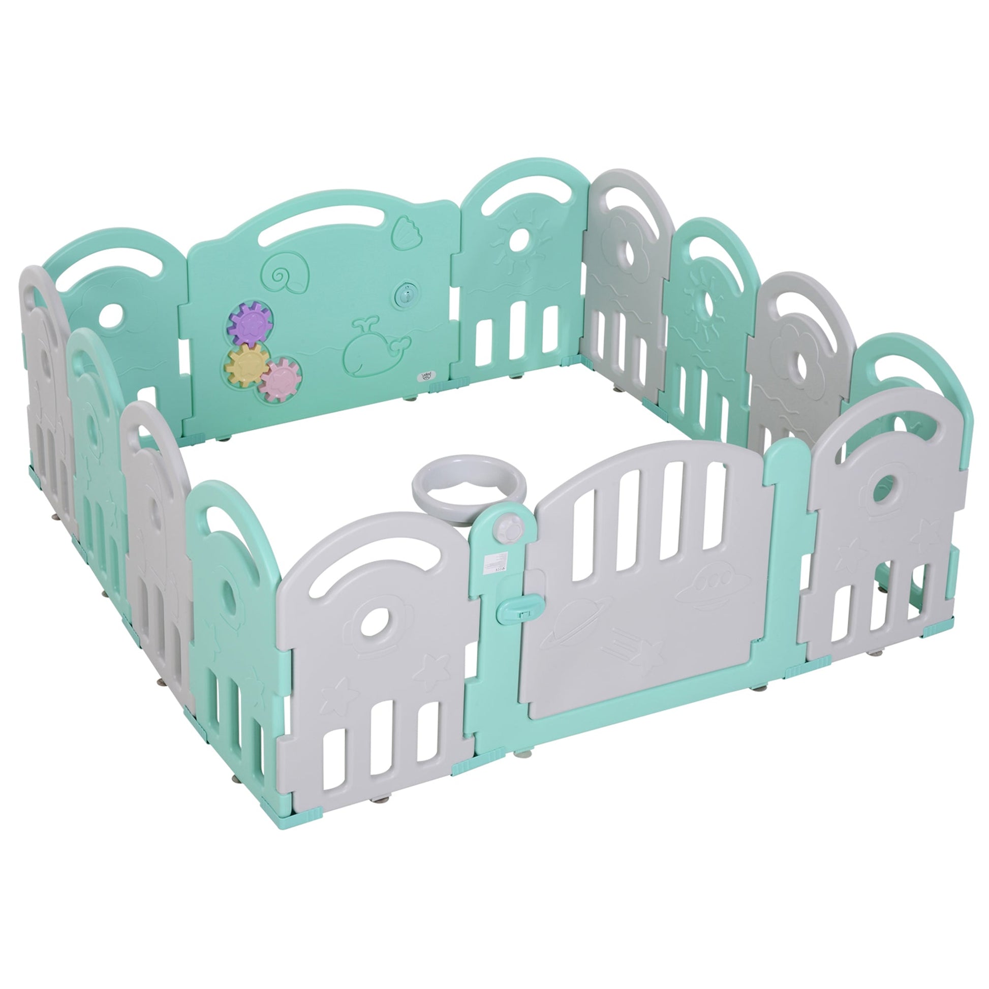 Baby Enclosure, 14 Panels Baby Playpen Baby Play Yard, Indoor &; Outdoor Kids Activity Center, Green Baby Enclosures Multi Colour  at Gallery Canada